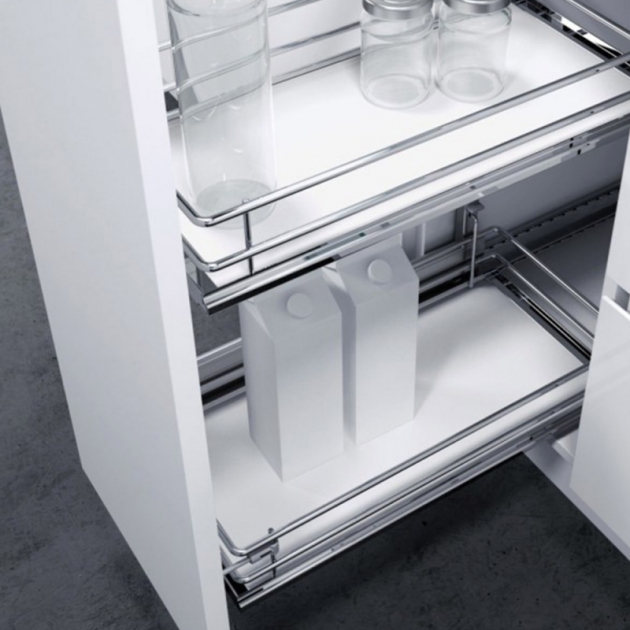 Skåpsutdrag DSA II - 300mm - 2-Korg - Vit/Krom i gruppen Sortiment / Förvaring  / Skåpsutdrag hos Beslag Design i Båstad Aktiebolag (120004320)