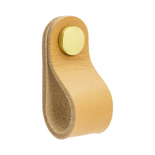 Loop Round - Natur läder/polerad mässing i gruppen Sortiment / Handtag / Läderhandtag hos Beslag Design i Båstad Aktiebolag (333241-11)