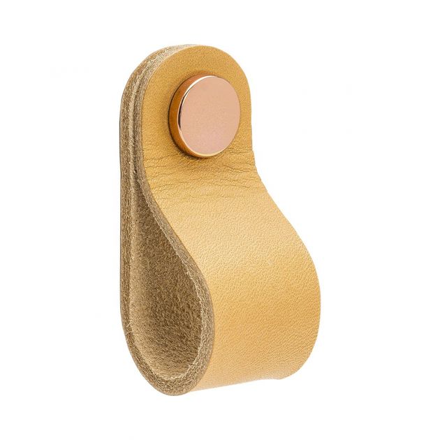 Loop Round - Natur läder/polerad koppar i gruppen Sortiment / Handtag / Läderhandtag hos Beslag Design i Båstad Aktiebolag (333242-11)