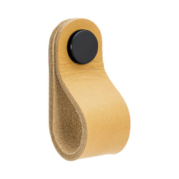 Loop Round - Natur läder/svart i gruppen Sortiment / Handtag / Läderhandtag hos Beslag Design i Båstad Aktiebolag (333244-11)