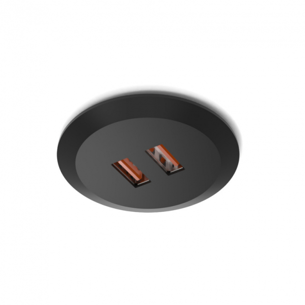USB-kontakt Subby infälld - 20W/24V - 2x2A - Svart i gruppen Sortiment / Belysning / El-uttag hos Beslag Design i Båstad Aktiebolag (973798)