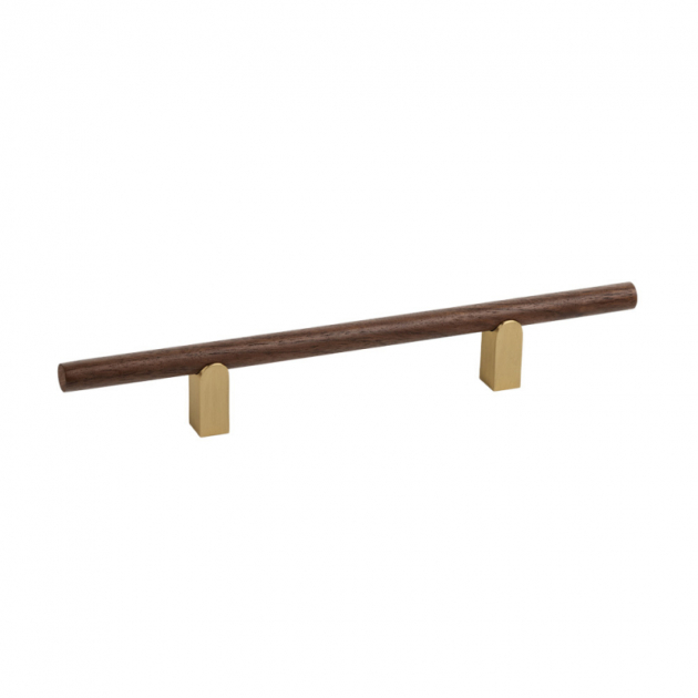 Handtag Kumo Wood - Valnöt/mässing i gruppen Sortiment / Handtag hos Beslag Design i Båstad Aktiebolag (htg-kumo-valnot-massing)
