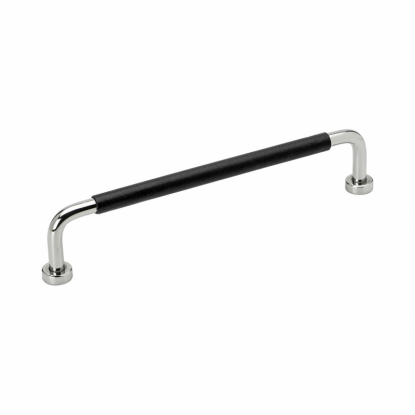 Handtag Lounge - 160mm - Krom/Svart Lädersvept