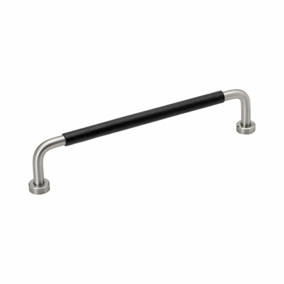 Handtag Lounge - 160mm - Rostfritt/Svart lädersvept