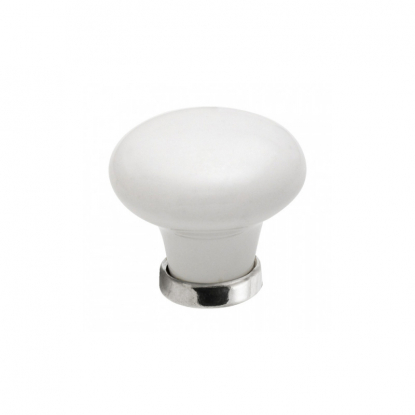 Knopp 24136 - 30mm - Vit/Förnicklad