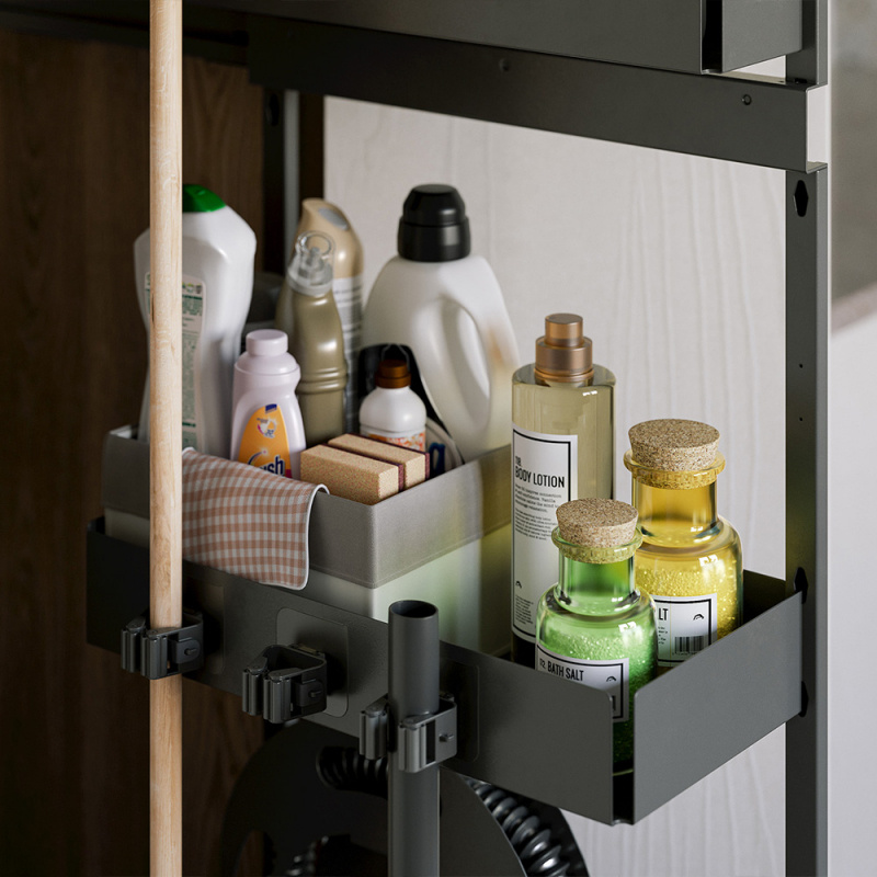 Städskåpsutdrag Deluxe - Höger - Mörkgrå