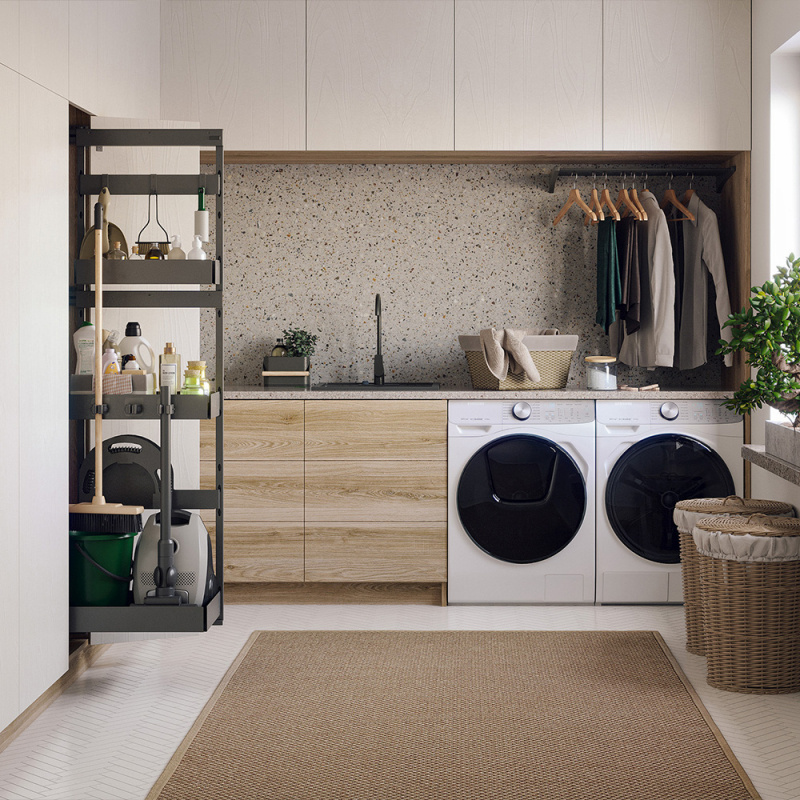 Städskåpsutdrag Deluxe - Höger - Mörkgrå