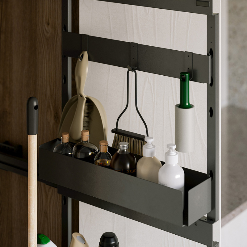 Städskåpsutdrag Deluxe - Vänster - Mörkgrå