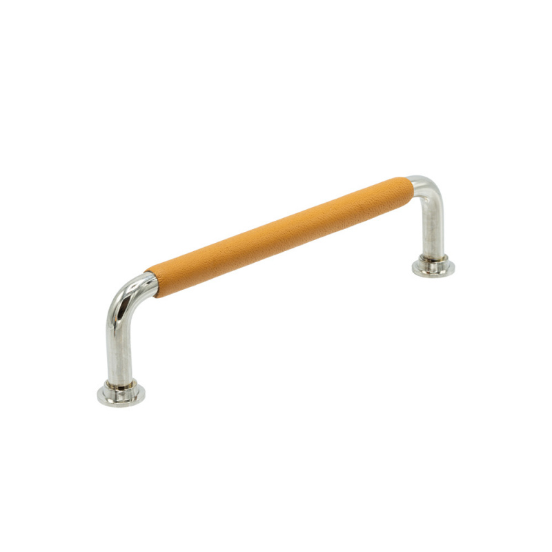 Handtag 1353 - Förnicklad/lädersvept natur