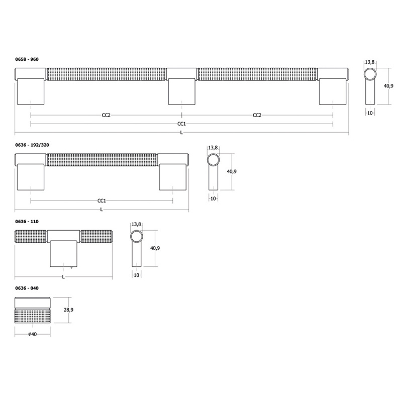 Knopp Point - 40mm - Borstad svart