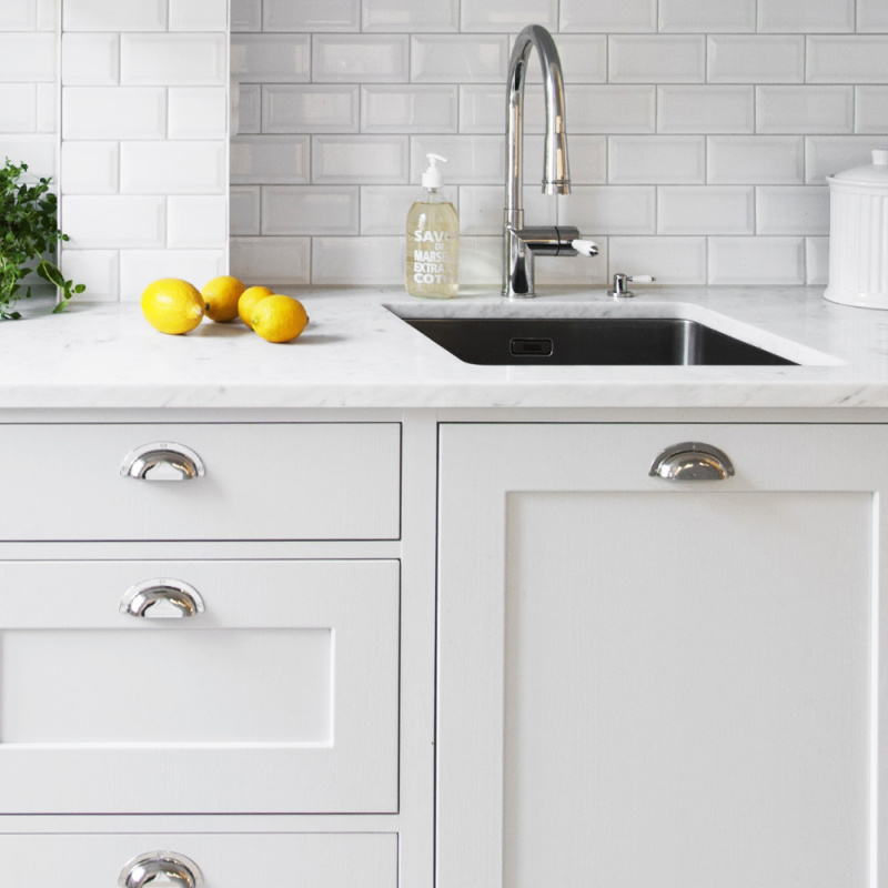 Skålhandtag 3922 förnicklad. Foto: Tibrokök