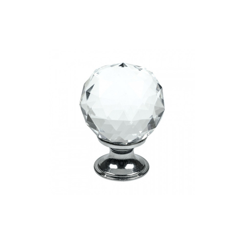 Knopp Diamond - 30mm - Glas/Krom
