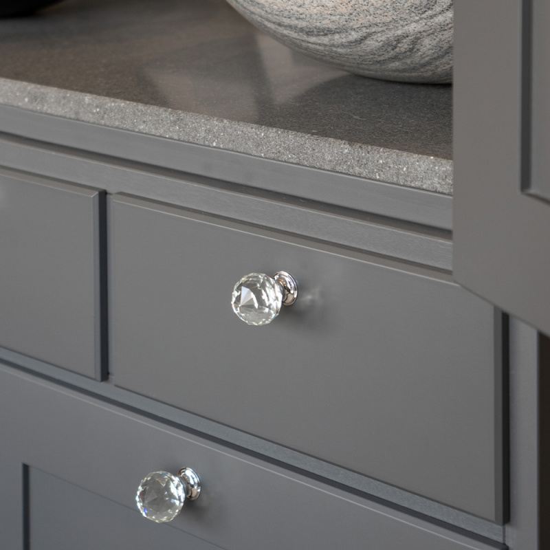 Knopp Diamond - 30mm - Glas/Krom