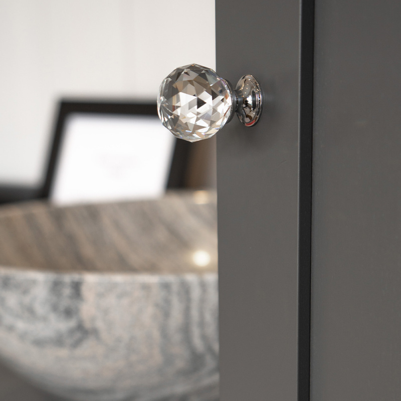 Knopp Diamond - 30mm - Glas/Krom