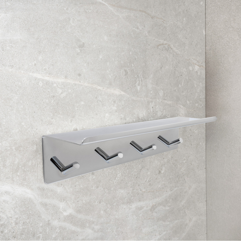 Base - Kroklist med hylla - Polerad krom