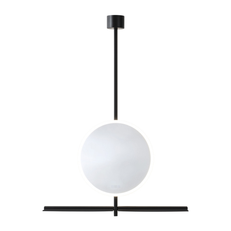 Badrumsspegel IO med belysning och hyllor - Svart