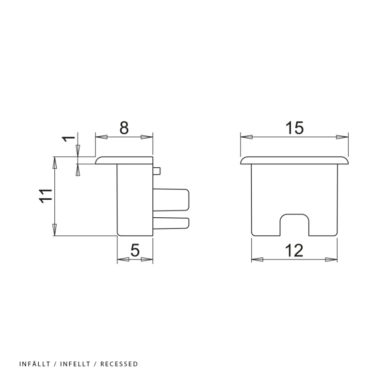 Ändavslut Nexus - Infälld - 2-pack