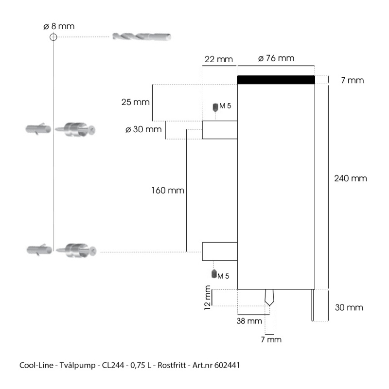 Cool-Line - Tvålpump - Rostfritt