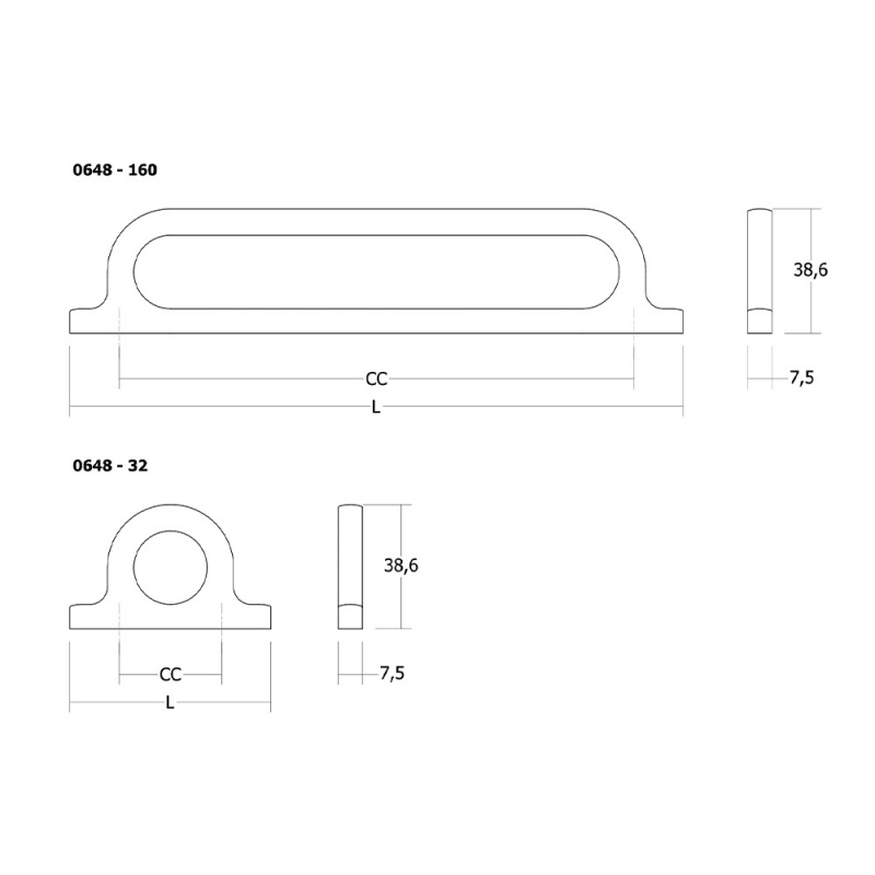 Handtag Omega - Mattsvart