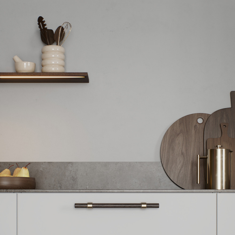 Handtag Bond - Mörkbetsad ek/Borstad mässing